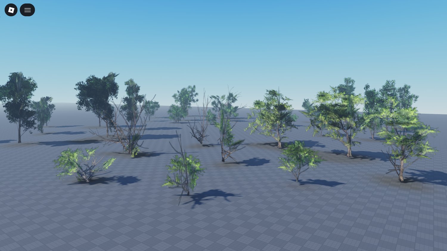 Dense forest of optimized trees in Roblox