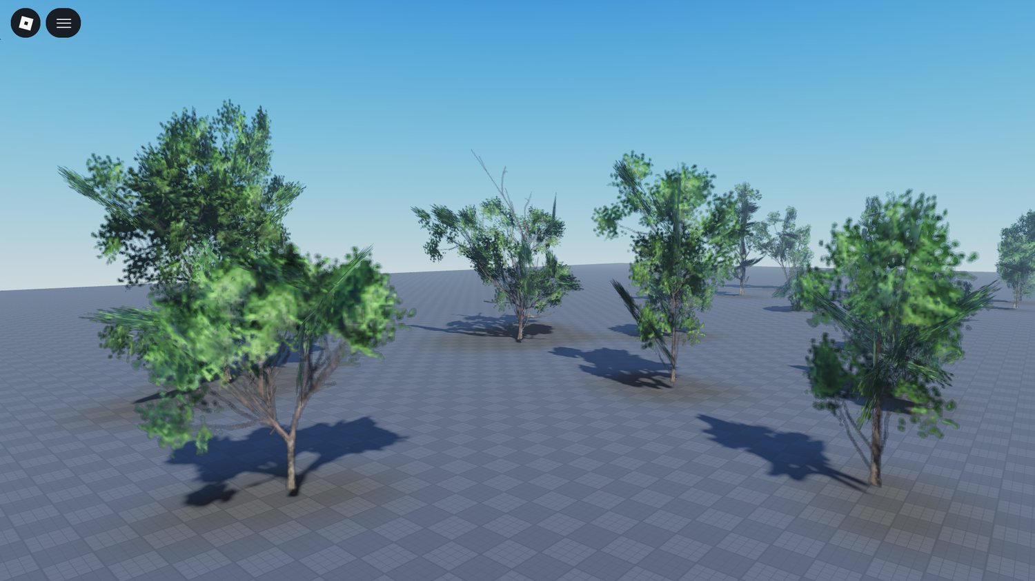 Hundreds of trees placed without performance issues in Roblox