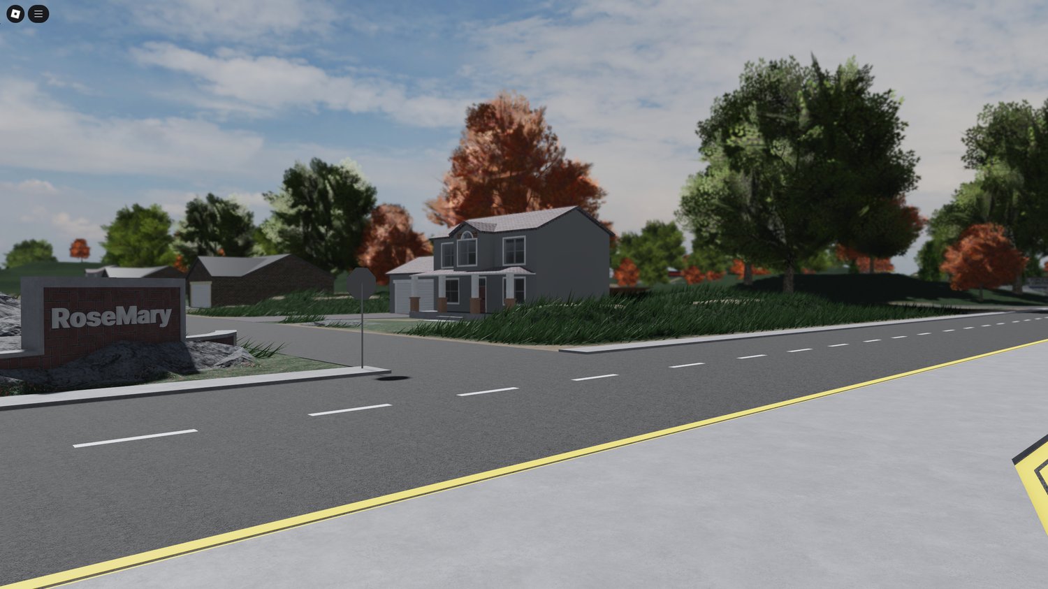 Modern city streets and buildings in urban RP environment