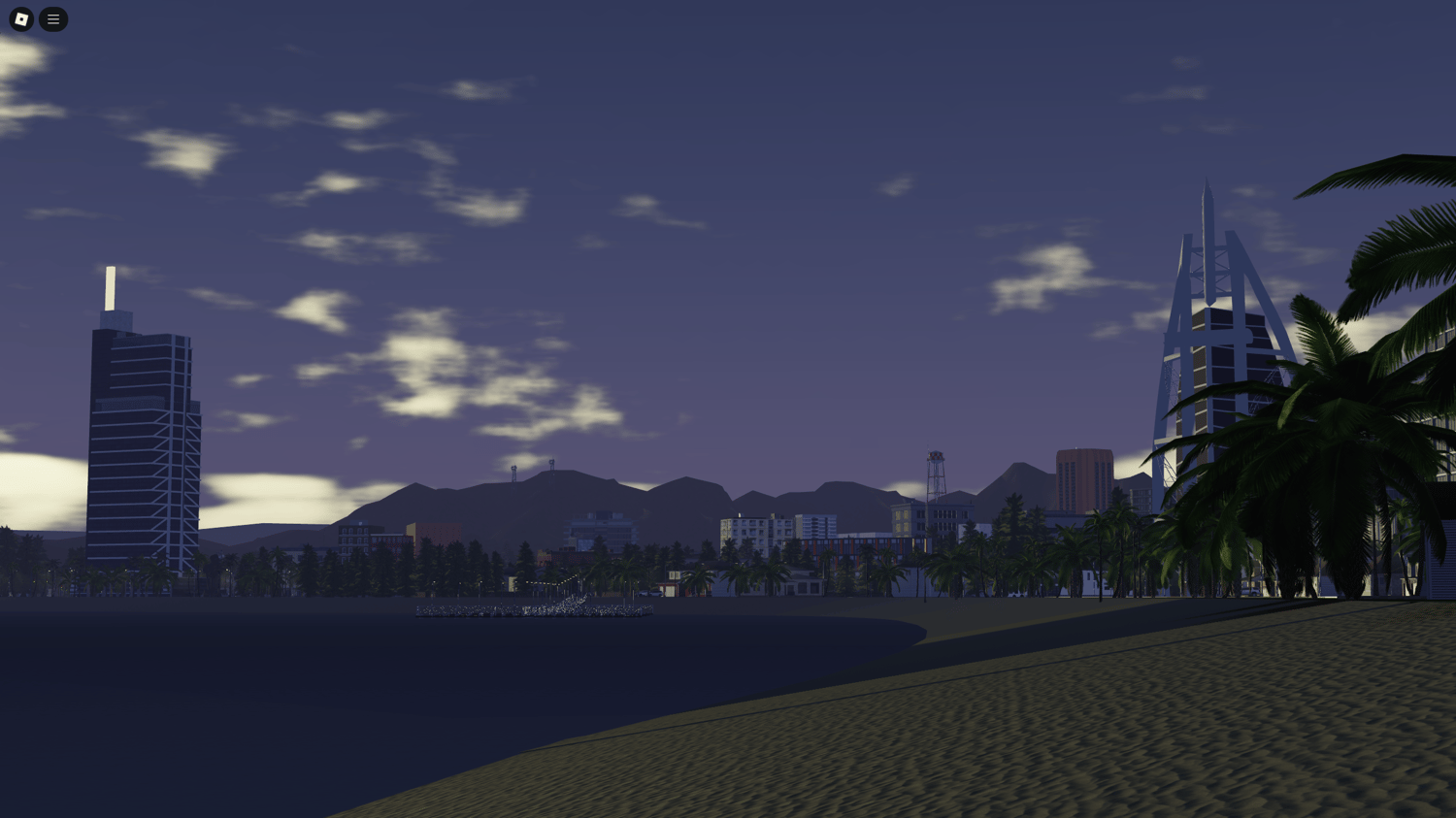 Day and night lighting transition in city environment