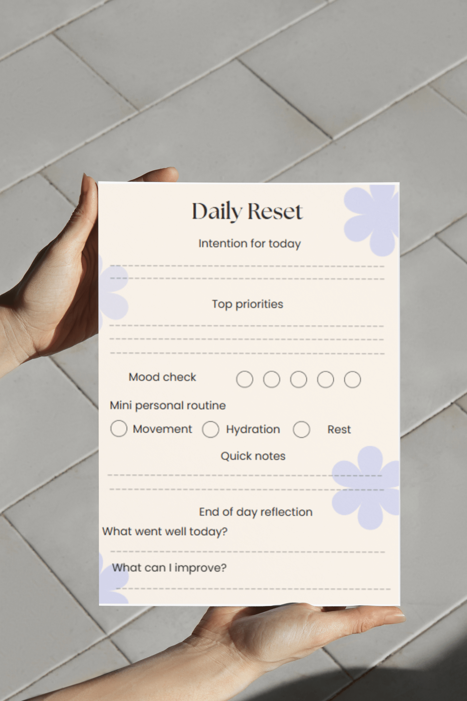 Mourning Routine Intentions Worksheet Daily Reset - Morning Routine (EN) - Payhip