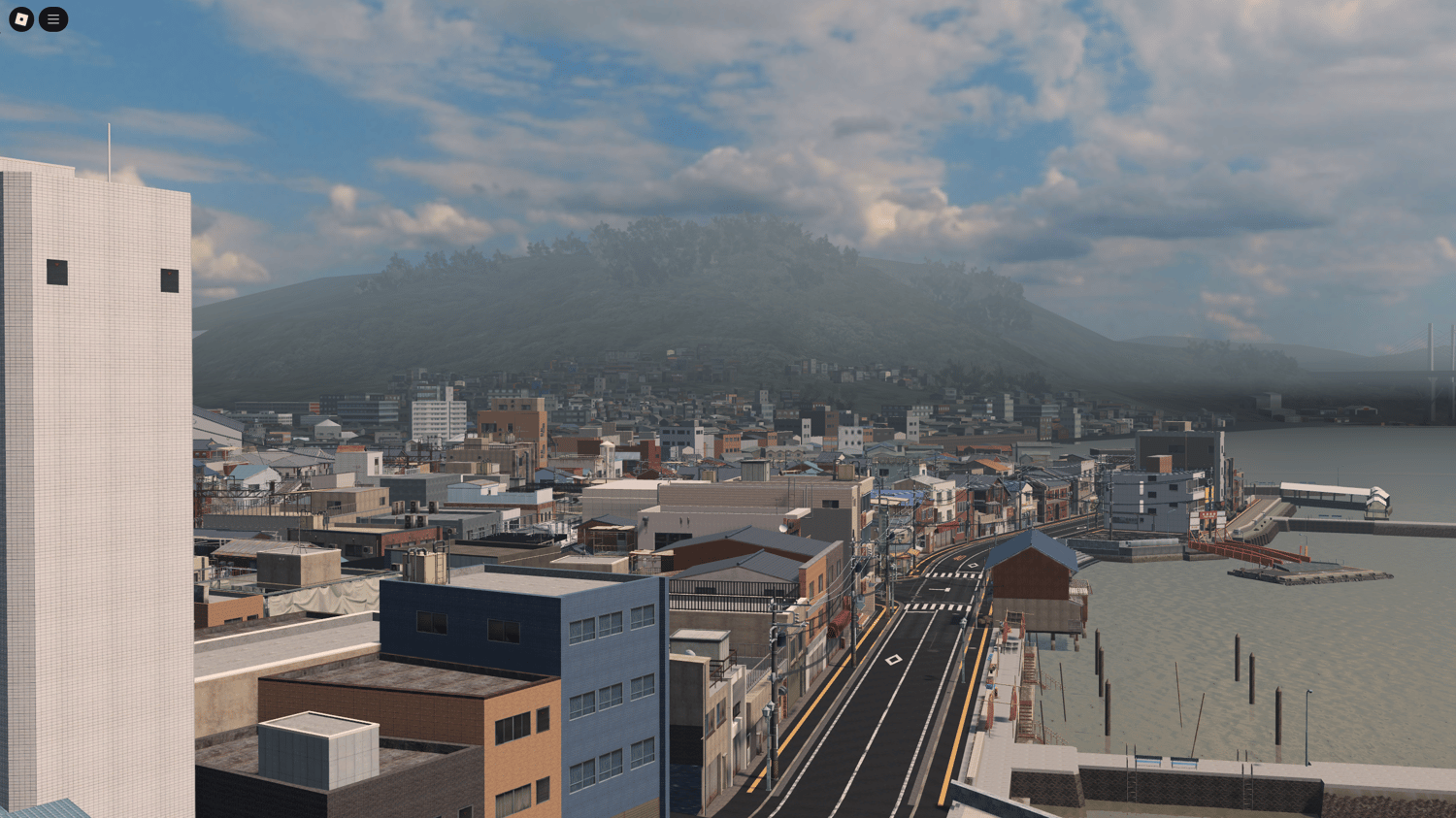 Urban hillside roads and layered city layout