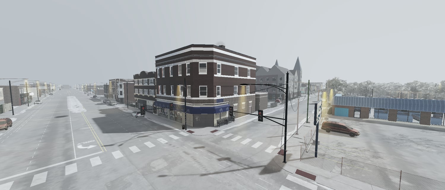 Explorable hood area with multiple enterable places in Roblox