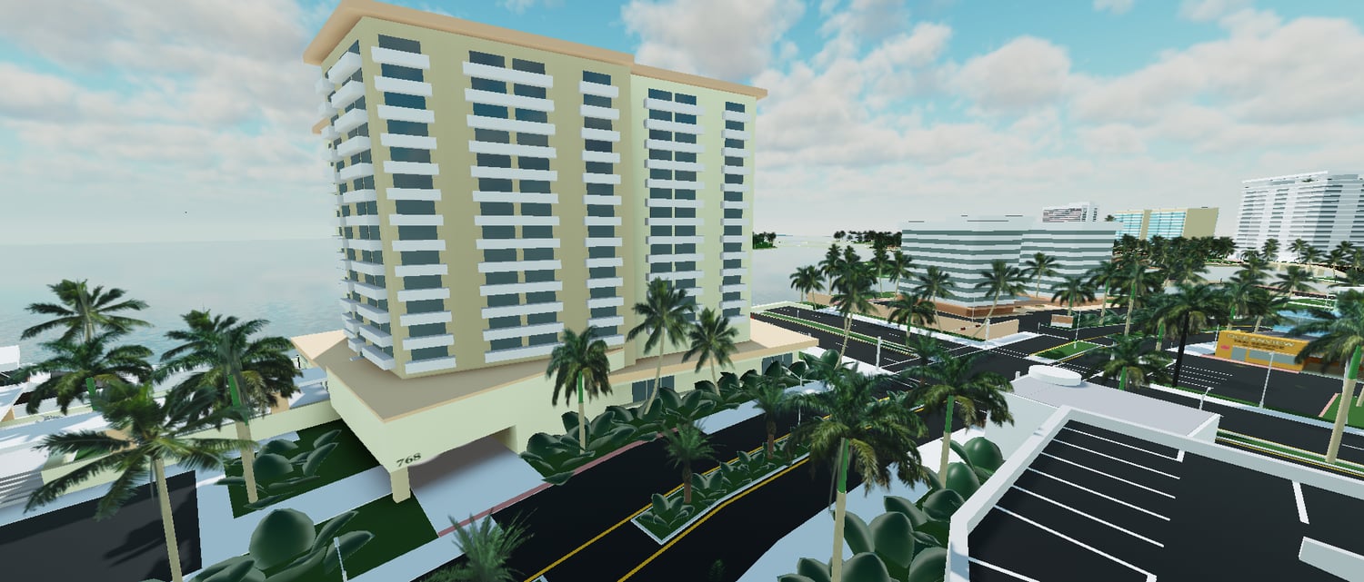 Large American-style urban layout in Roblox city environment
