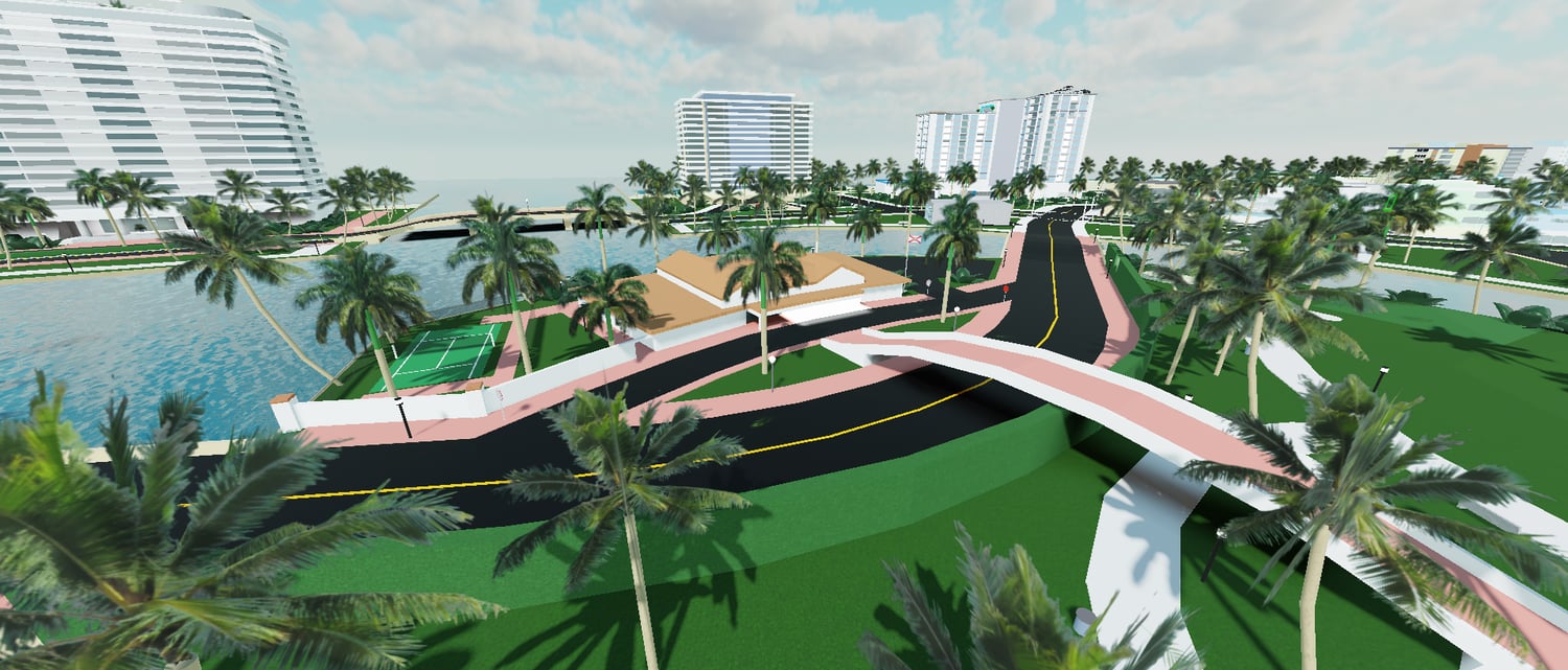 Urban road network stretching across large Roblox city map