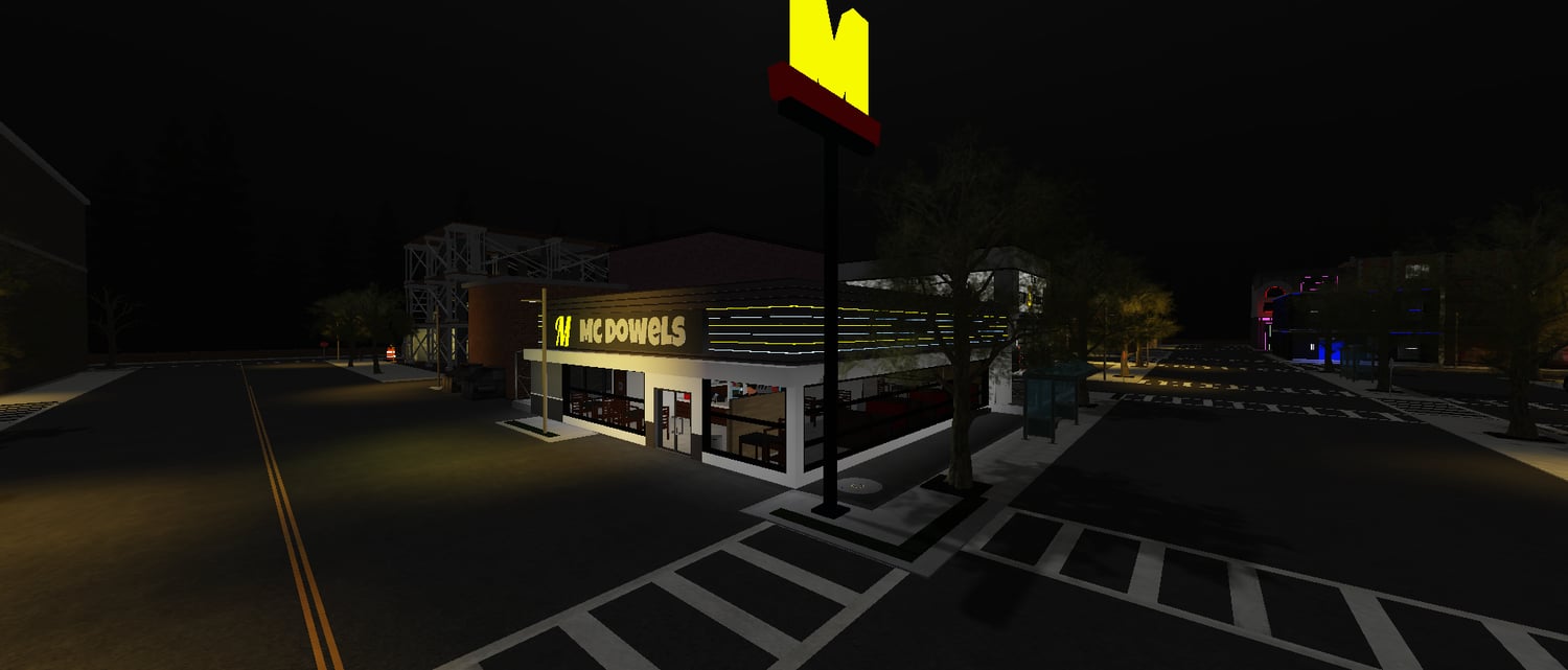 Enterable storefront interior in American hood Roblox environment