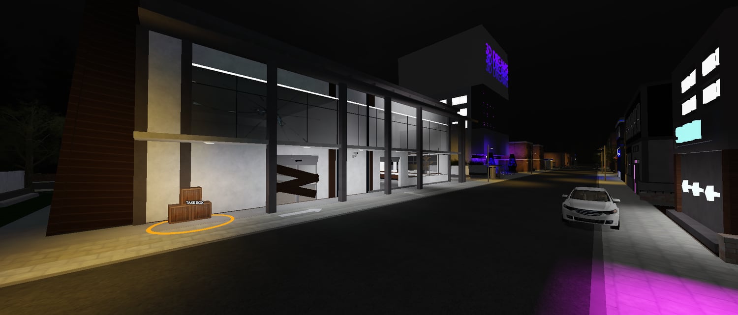 Realistic night atmosphere in an American urban Roblox map