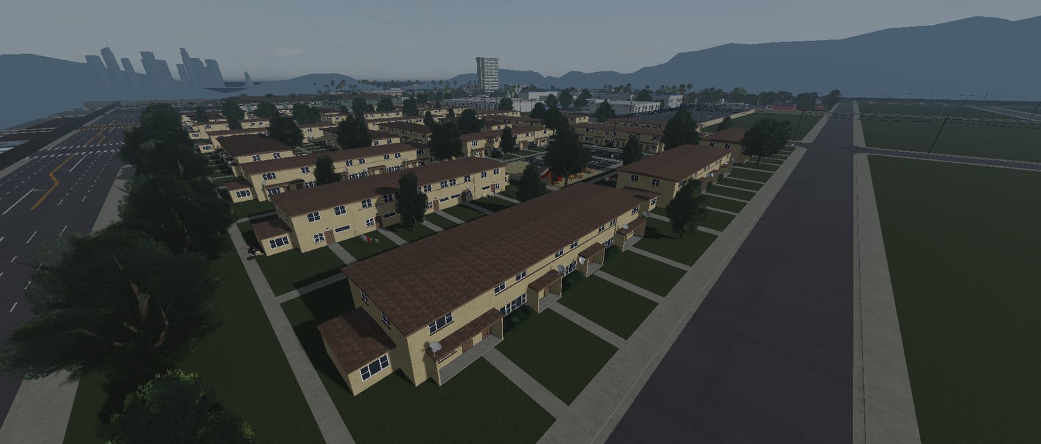 Street-level view of detailed LA urban map Roblox