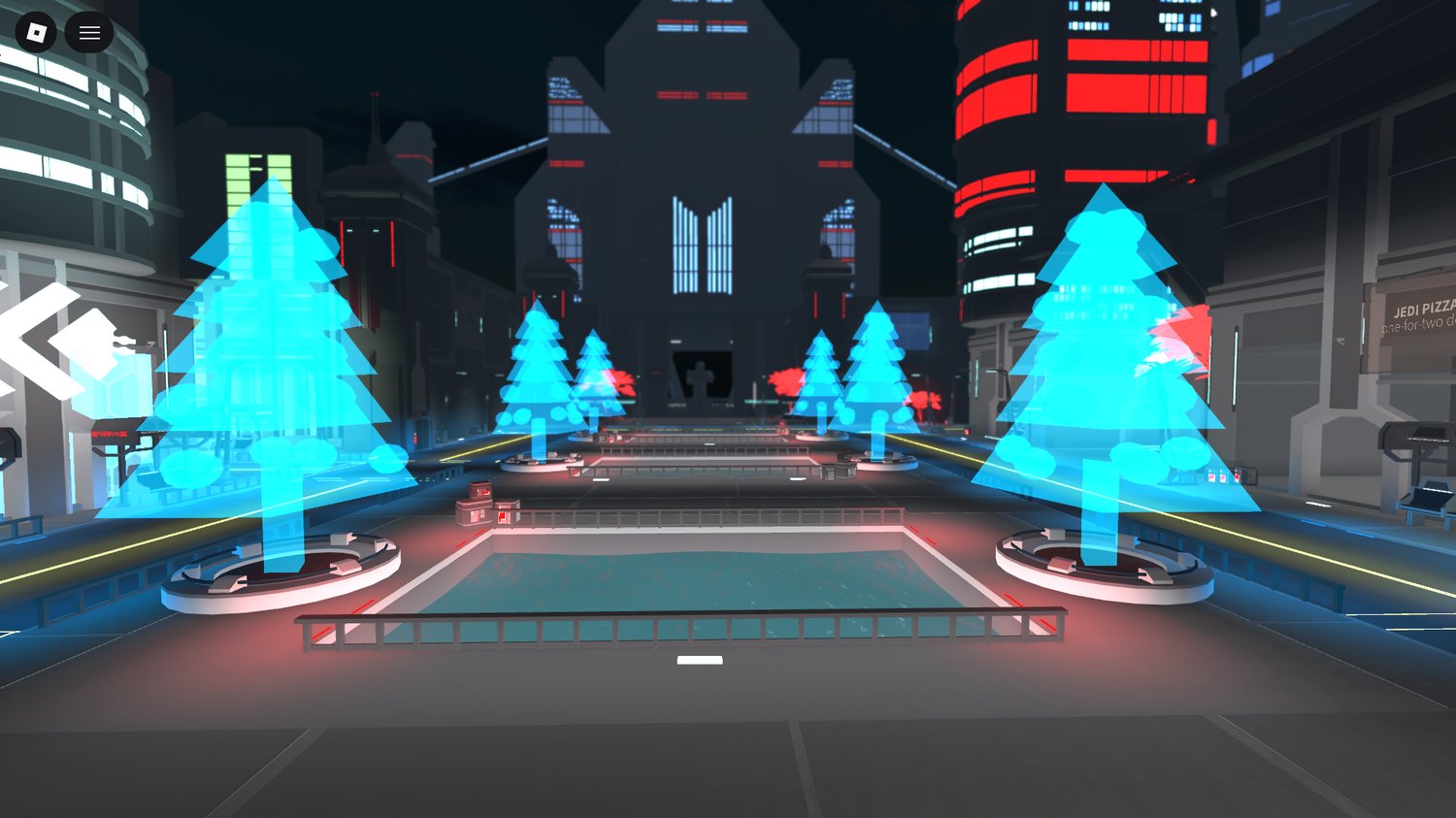 Street-level view of a Star Wars–inspired inspection zone Roblox