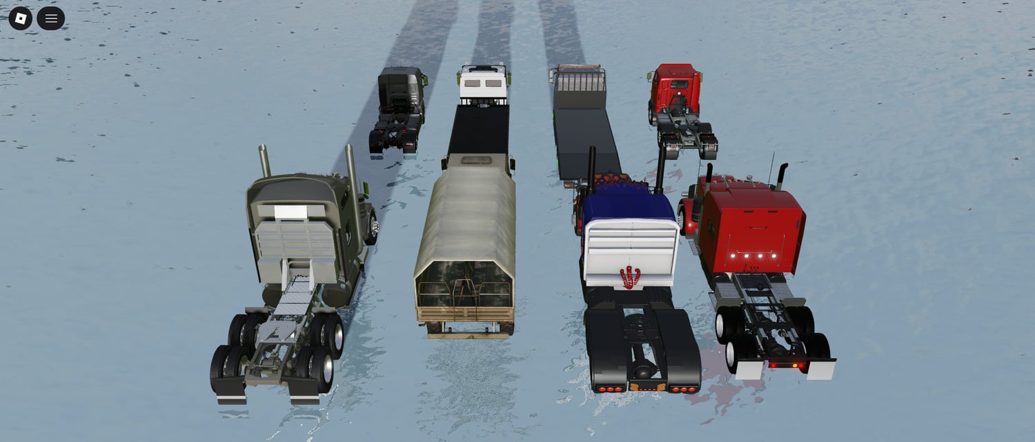 Side profile of trash and construction trucks Roblox pack