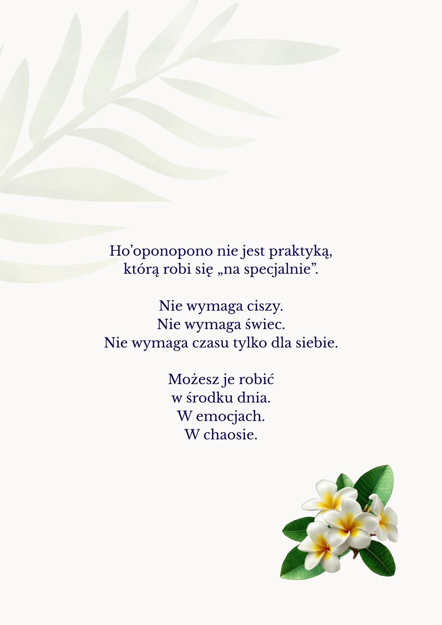 Hooponopono affirmation printable page with floral detail