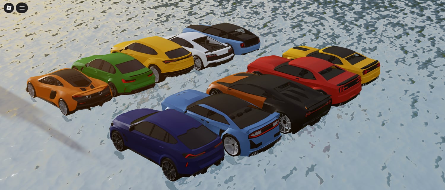 City parking area with low-poly vehicles Roblox