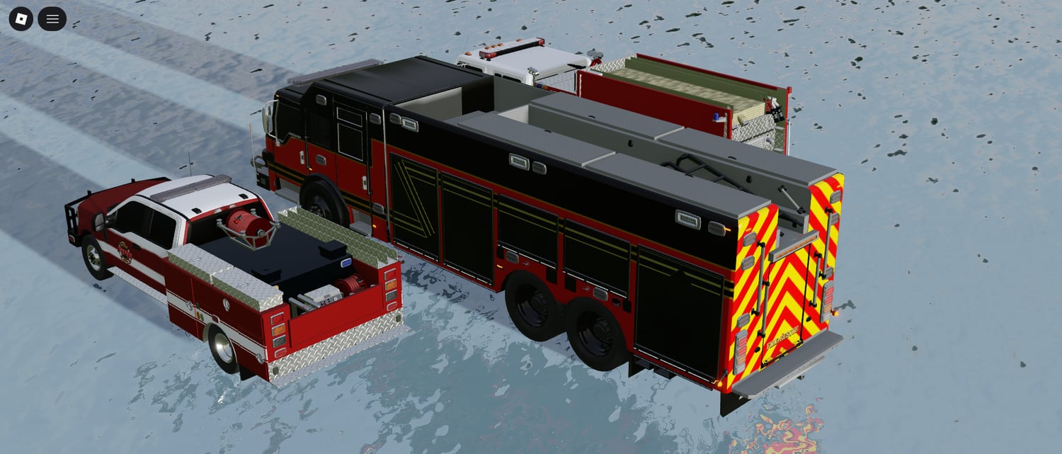 City environment prepared for emergency roleplay with EMS trucks