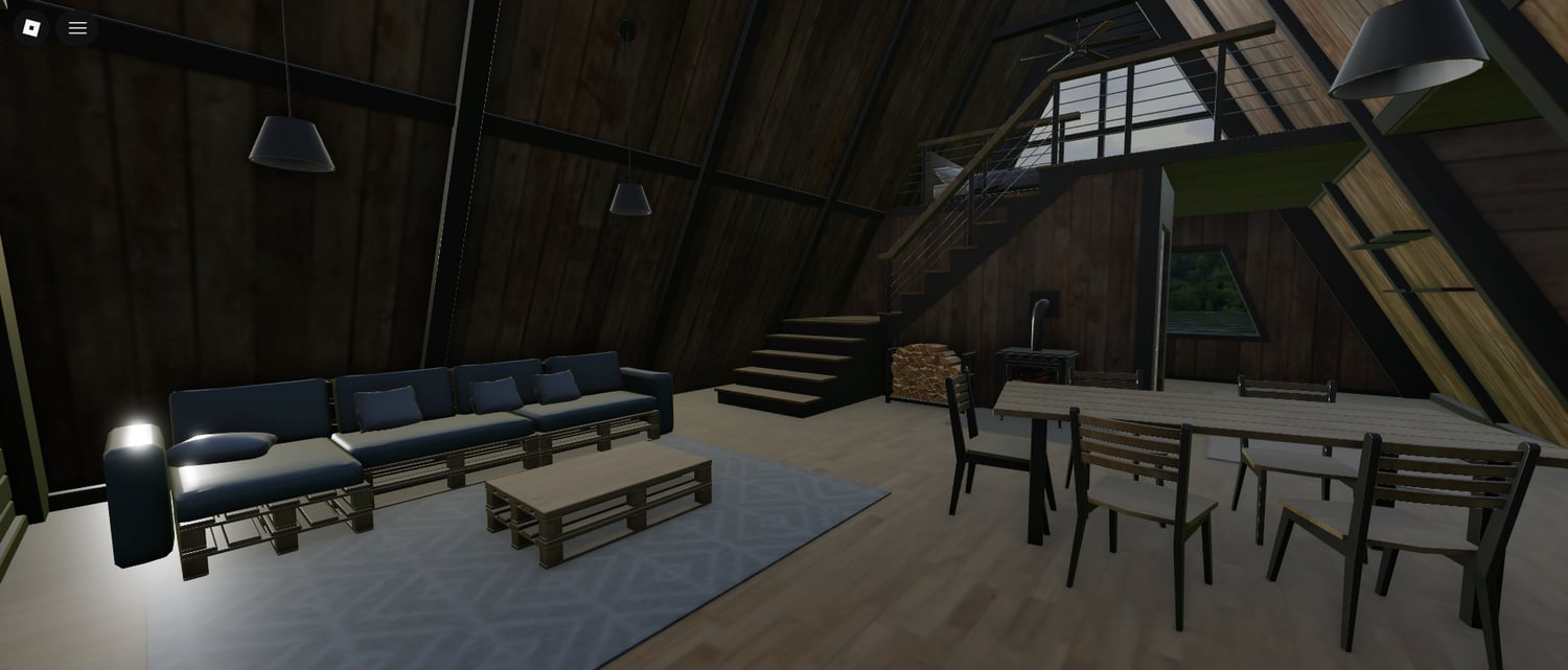 Fully furnished interior of mountain retreat Roblox
