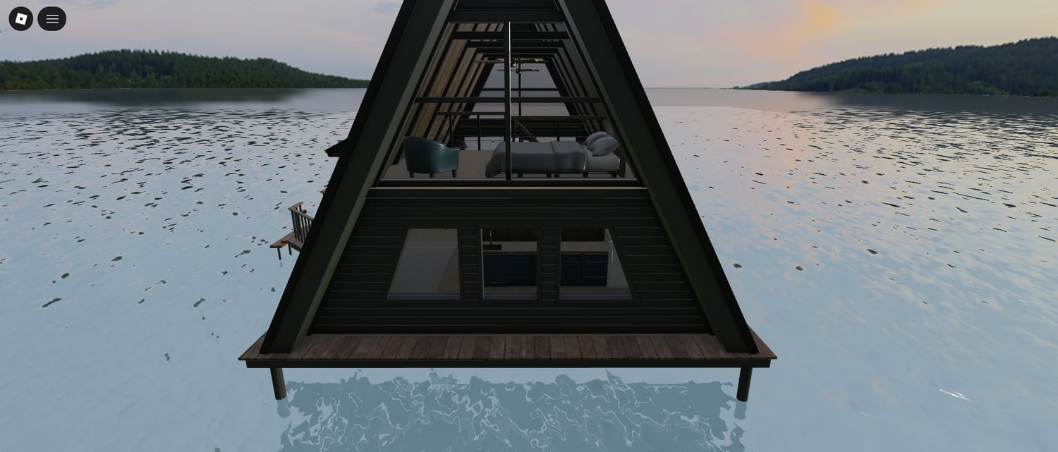 Forest and mountain setting with alpine house Roblox