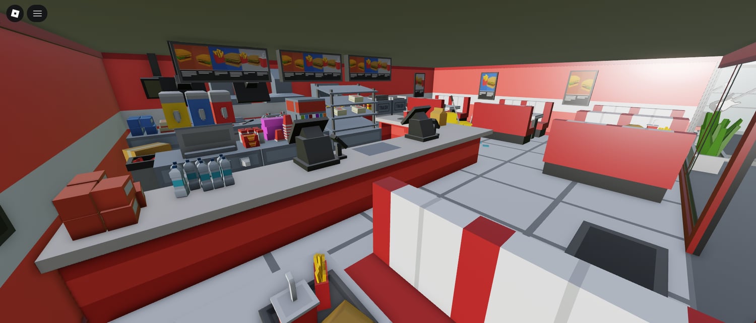 Entrance of Marketplace Mall with shops and signage Roblox