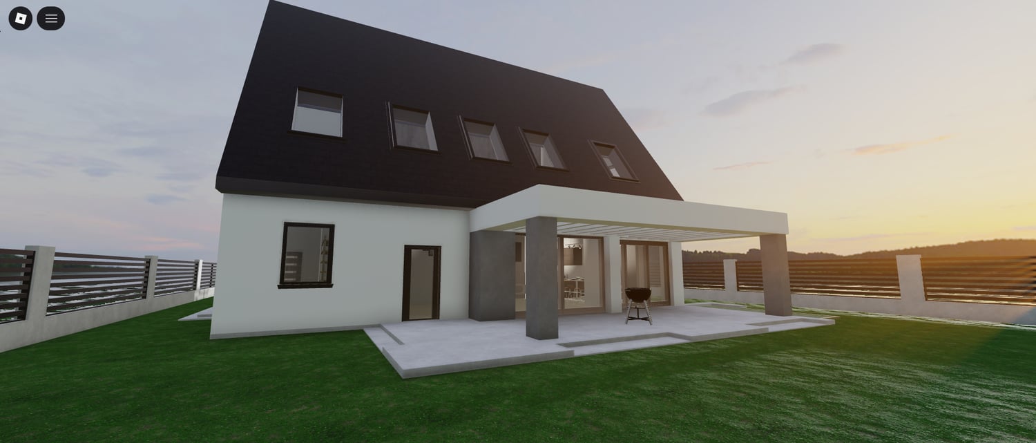 Front view of a luxury leisure house in Roblox