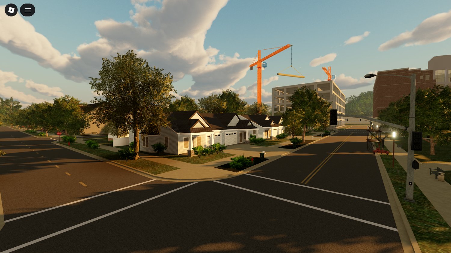 Aerial view of Michigan map in Roblox showing highways and terrain