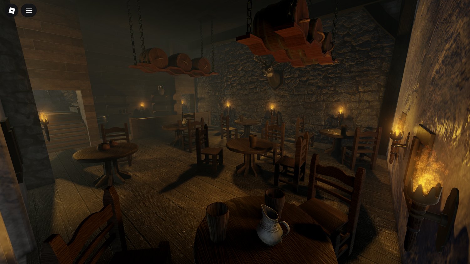 Castle courtyard with towers and walls Roblox