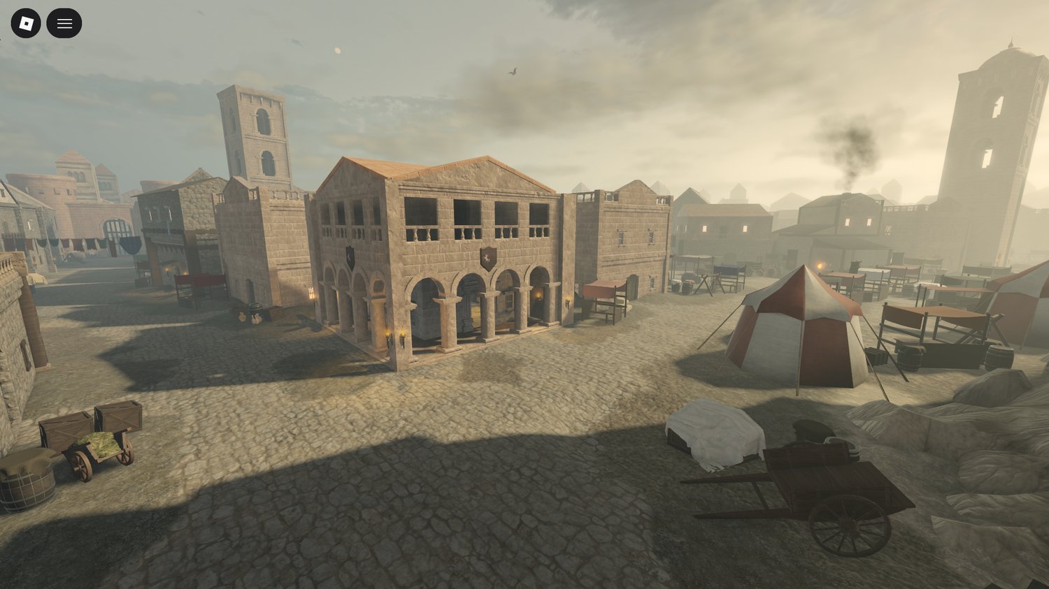 Fantasy medieval map with scripted interactive areas Roblox