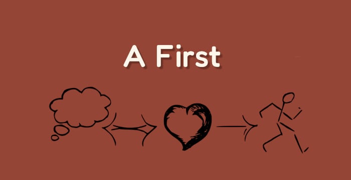 title, a first, logo blog in chestnut brown