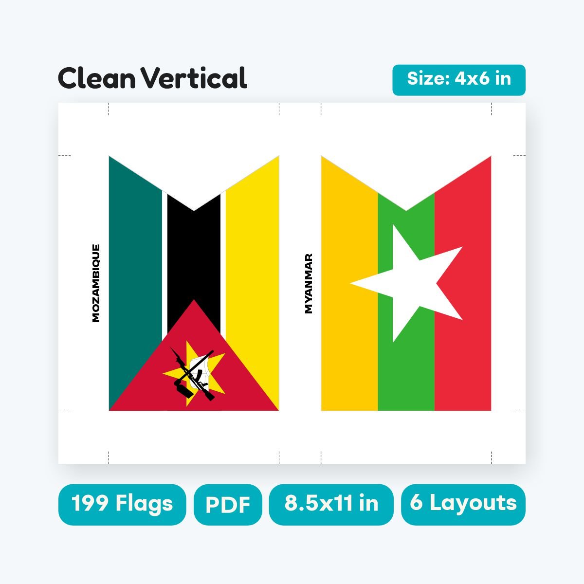 Printable World Flags Swallowtail Garland 199 Countries - fizzia.store