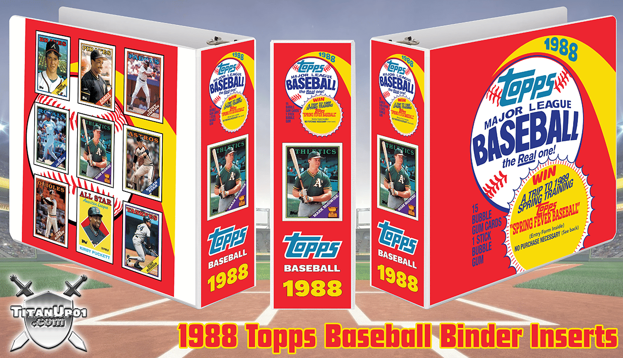 1988 Topps Baseball Cards Binder Inserts