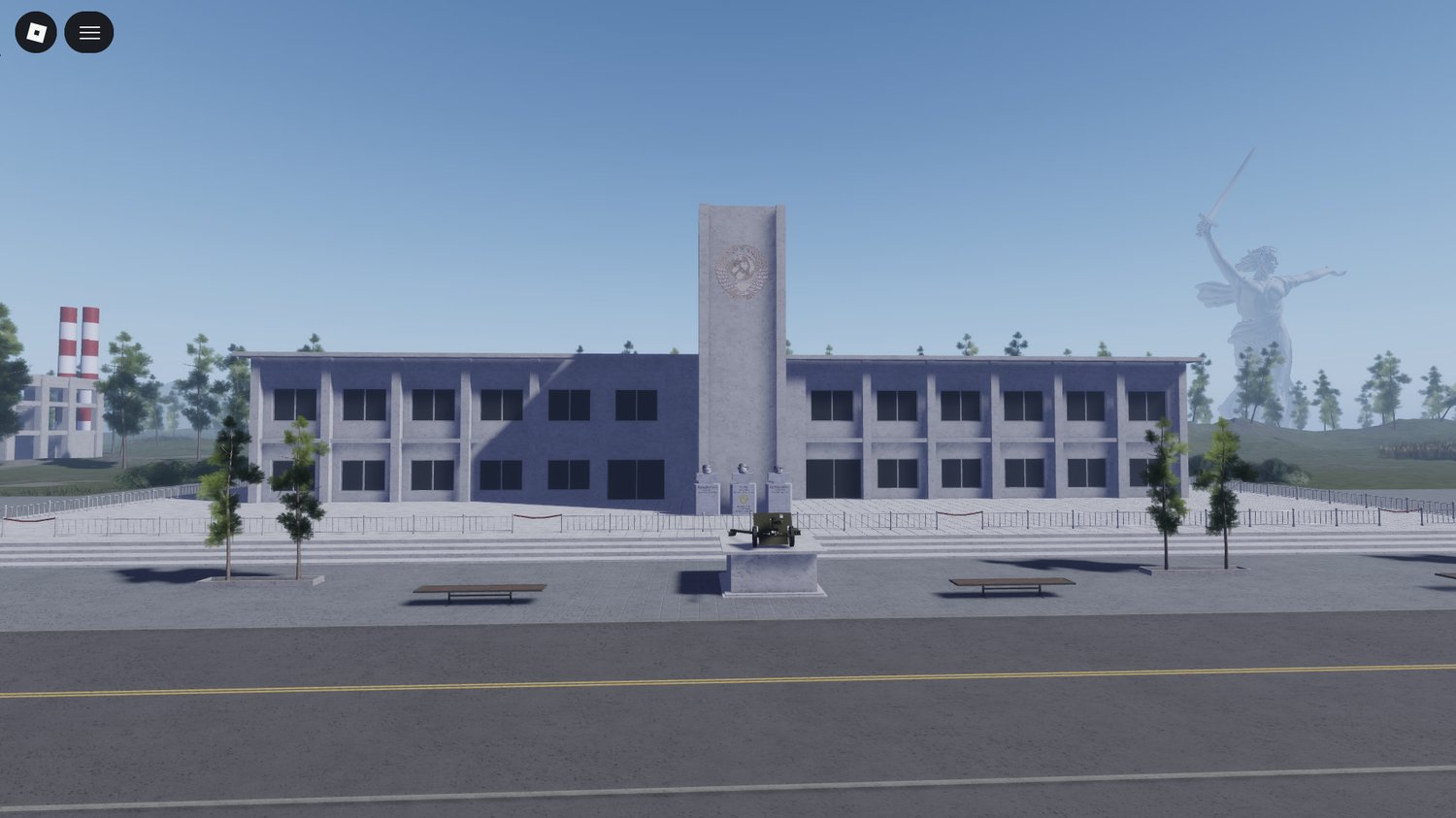 Central town square in City of Volgograd Roblox map