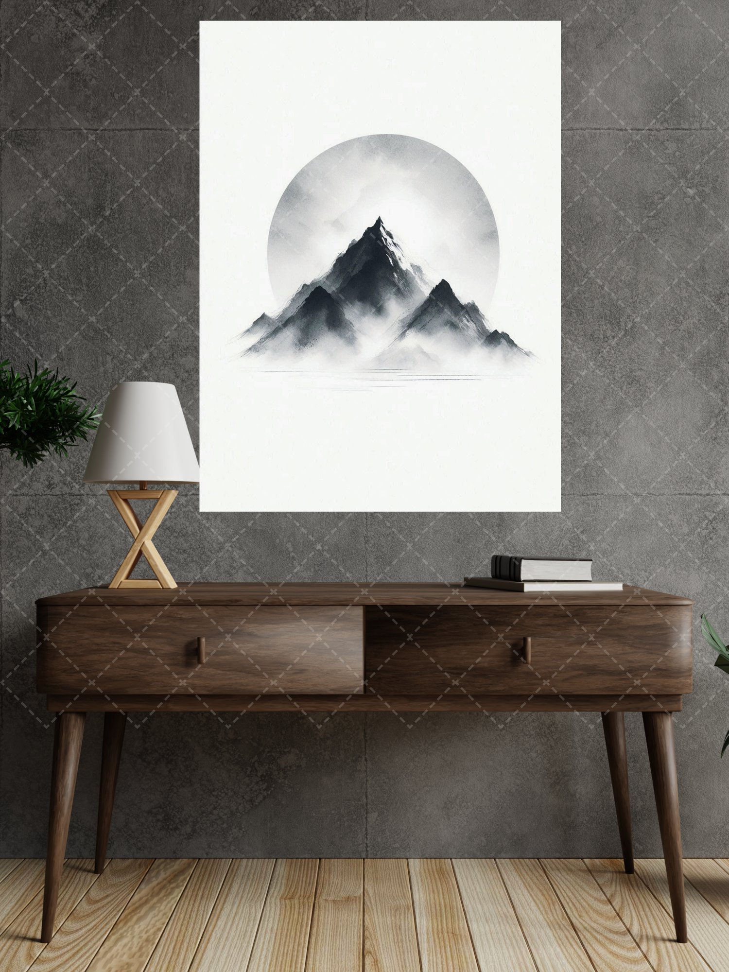 minimalist mountain canvas print,  mist landscape art print,  gray ink canvas print,  scandinavian wallart decor,  modern landscape poster,  mountain silhouette wall art,  zen wall art canvas print,  nordic home decor,  misty nature art,  neutral art post