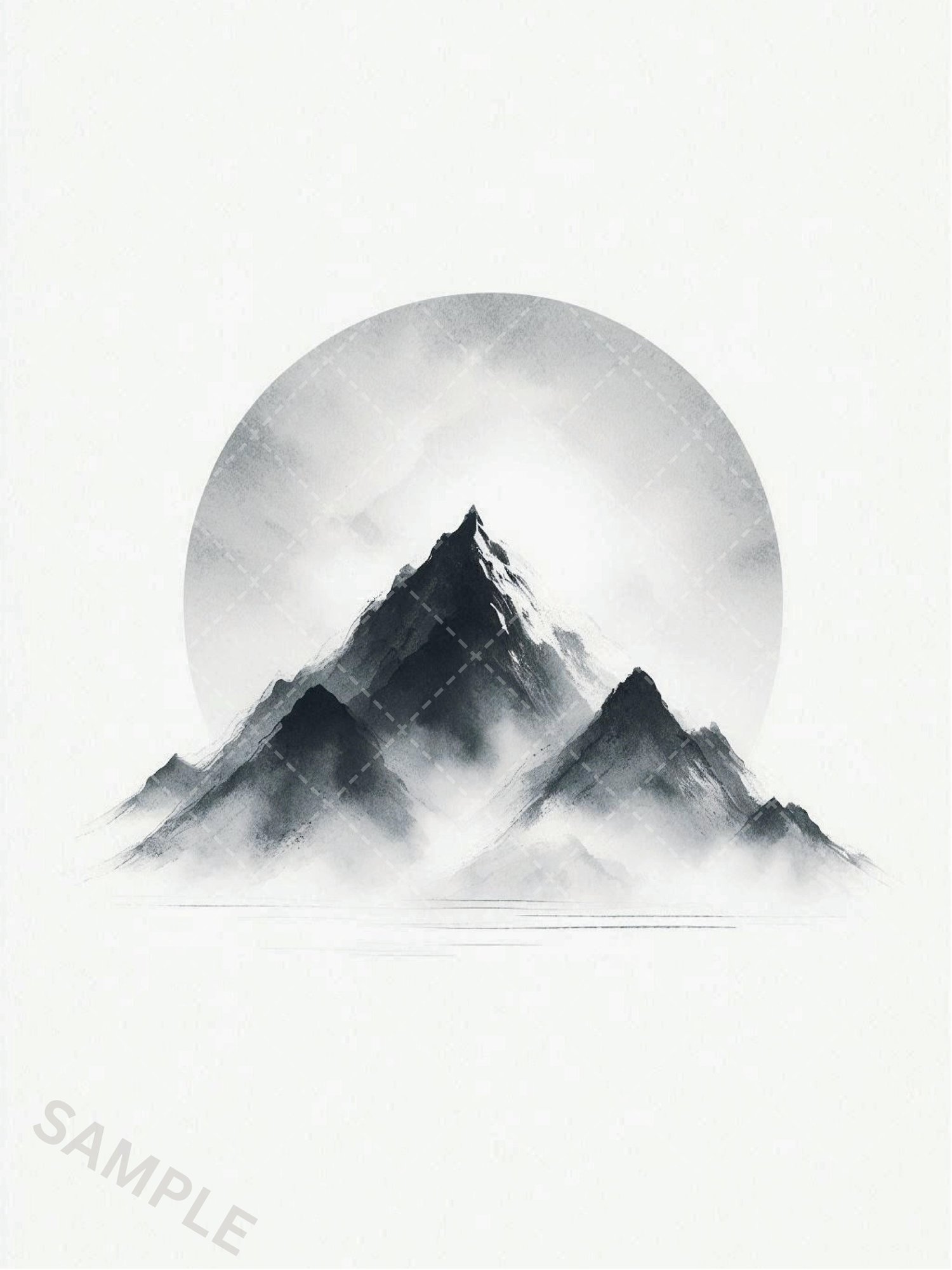 minimalist mountain canvas print,  mist landscape art print,  gray ink canvas print,  scandinavian wallart decor,  modern landscape poster,  mountain silhouette wall art,  zen wall art canvas print,  nordic home decor,  misty nature art,  neutral art post