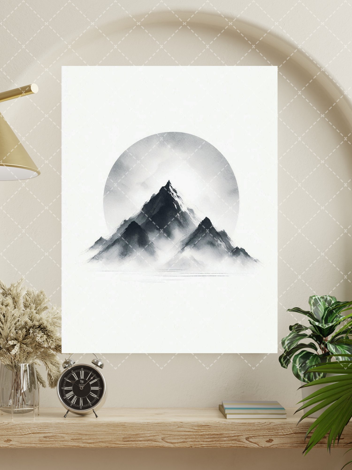 minimalist mountain canvas print,  mist landscape art print,  gray ink canvas print,  scandinavian wallart decor,  modern landscape poster,  mountain silhouette wall art,  zen wall art canvas print,  nordic home decor,  misty nature art,  neutral art post