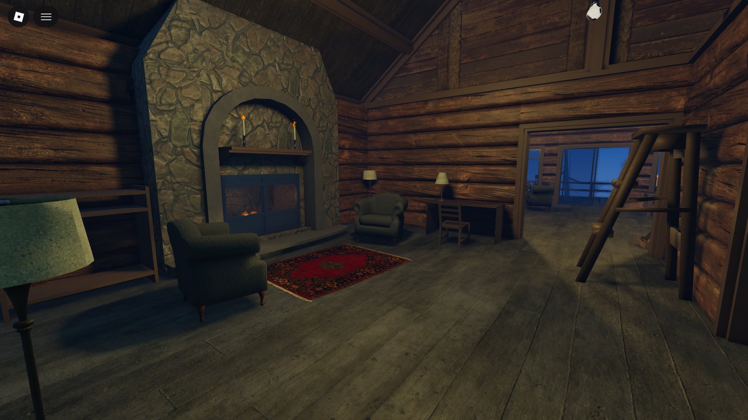 Cabins placed within snowy forest environment Roblox