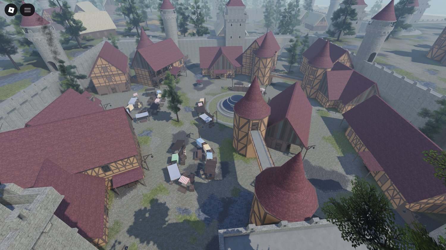 Village streets lined with medieval buildings Roblox