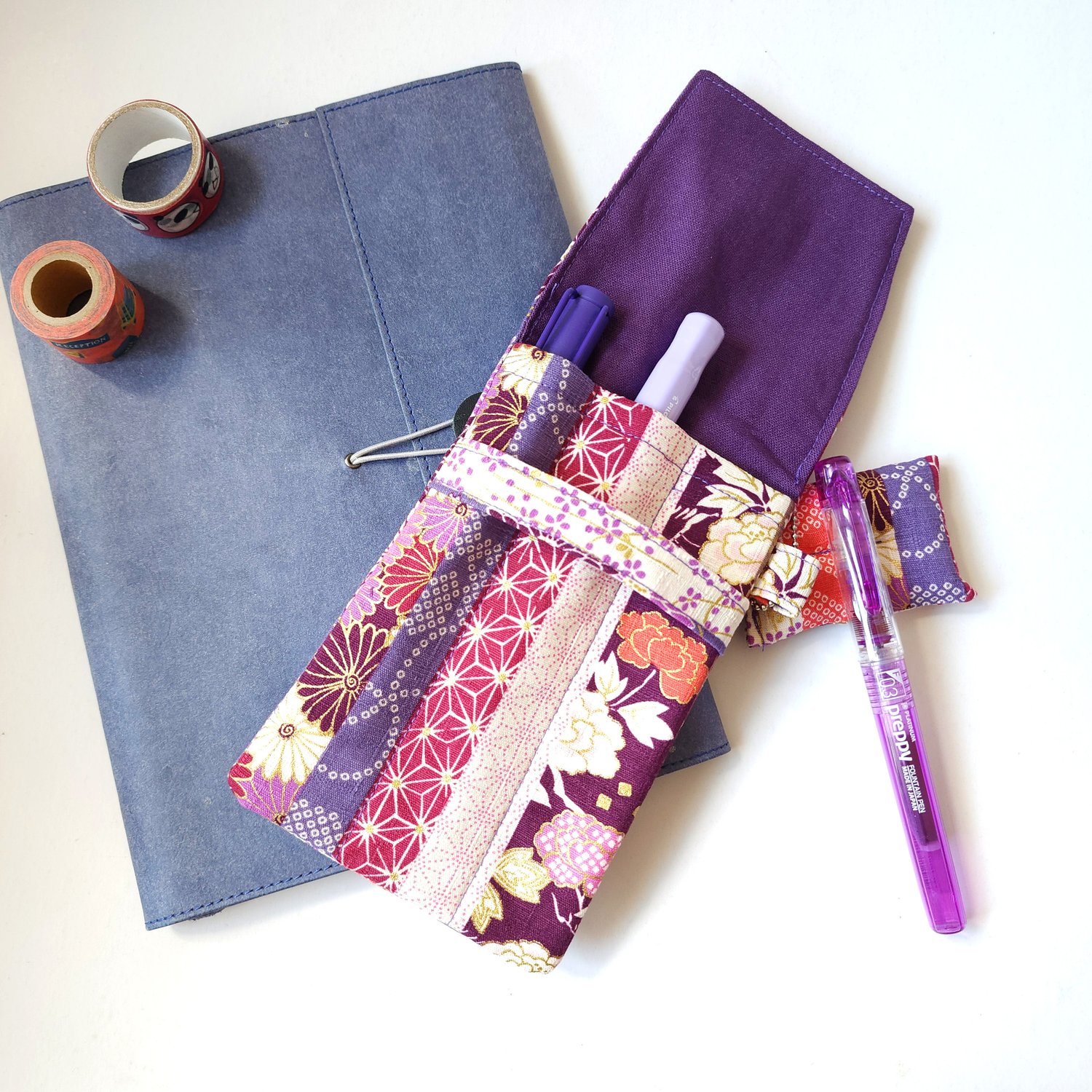 Bousidesign handmade,  Cute fountain pen case, vegan fabric fountain pen case, best fountain pen travel case, fountain pen case cloth