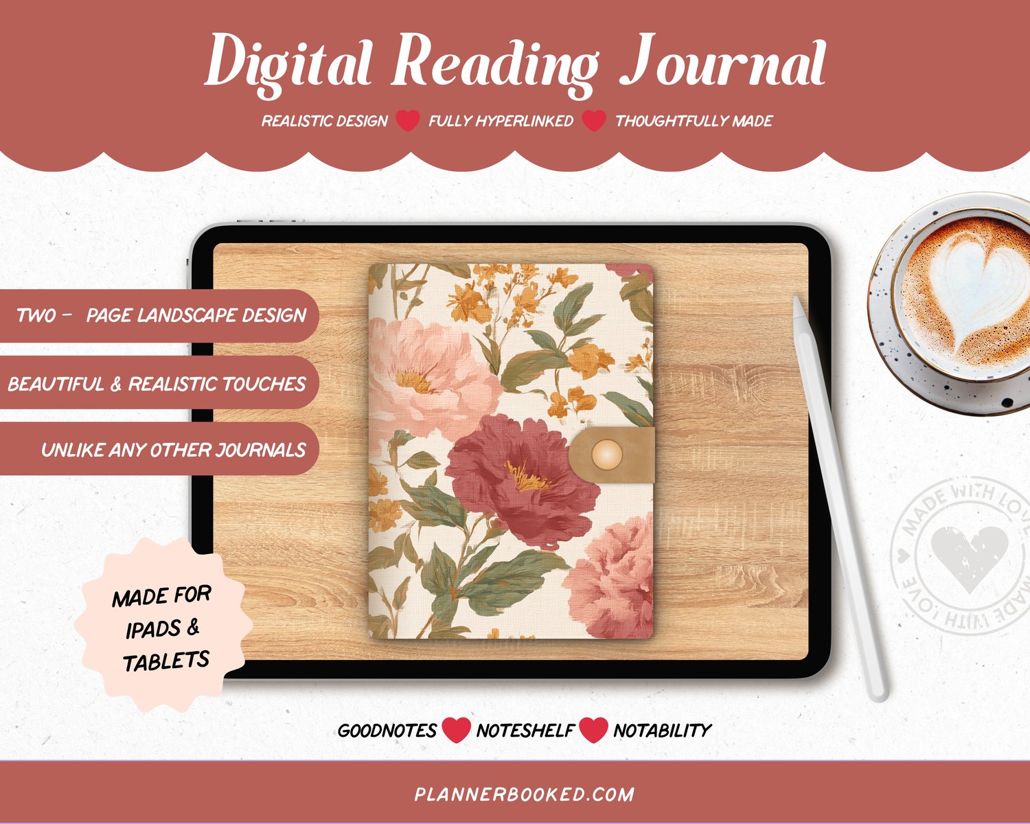 Simple Digital Reading Journal for GoodNotes Notability, Noteshelf ...