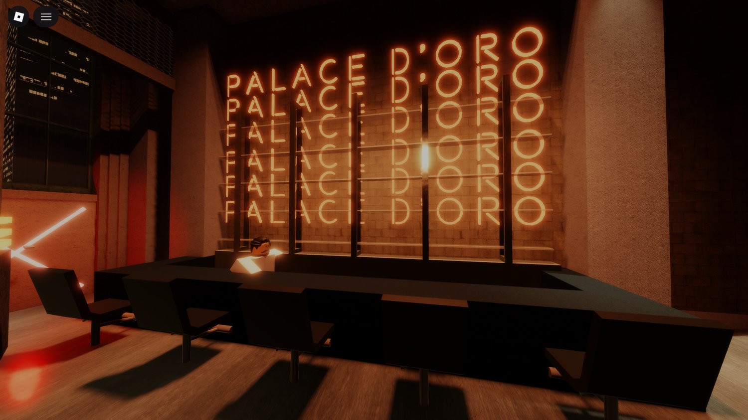 Roblox Doro Bar realistic interior with nightlife lighting