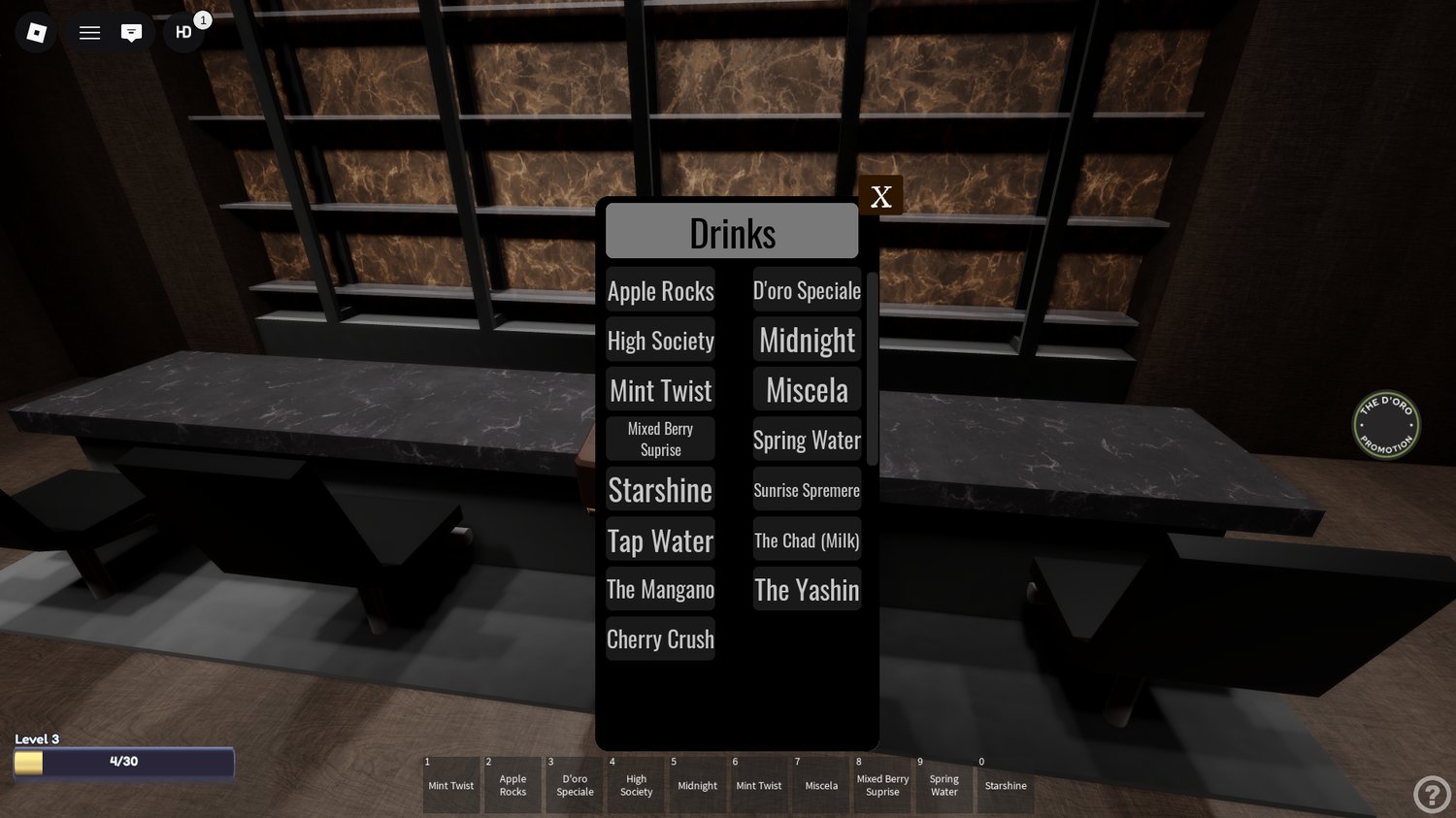 Functional Roblox bar with working drink system