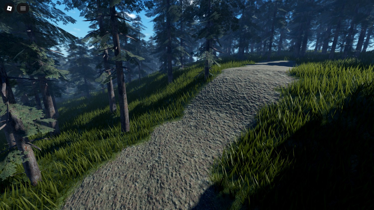 Detailed Roblox wilderness map with natural terrain