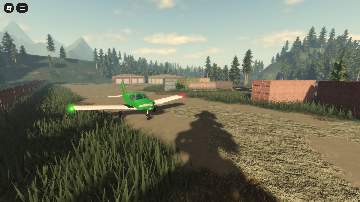Compact airport with plane in Roblox driving map
