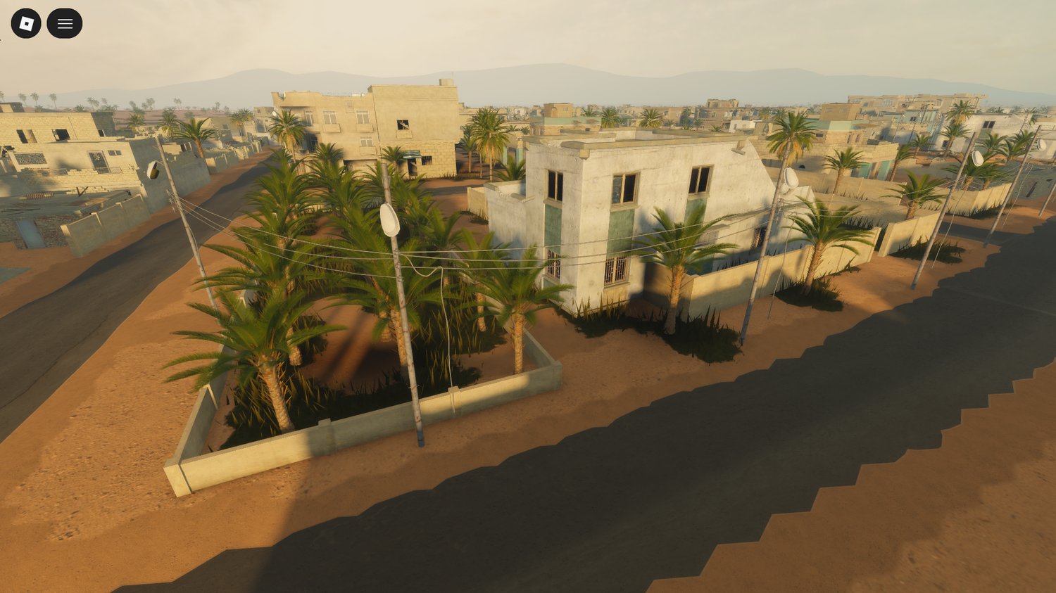 Cinematic lighting and desert atmosphere in Roblox map