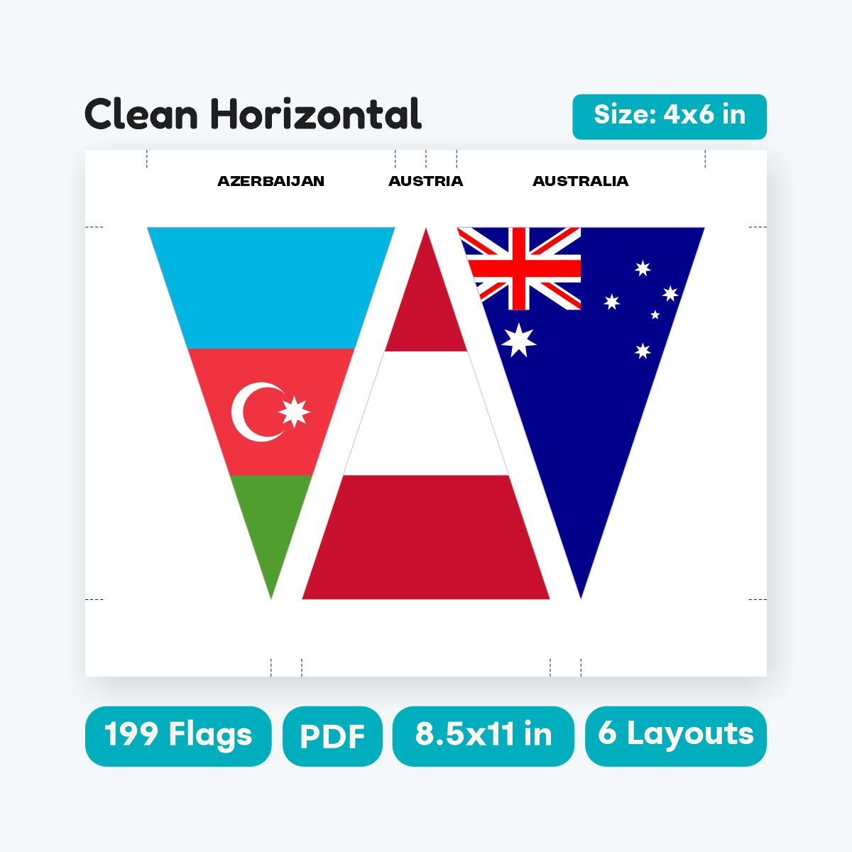Printable World Flags Triangle Garland 199 Countries - fizzia.store