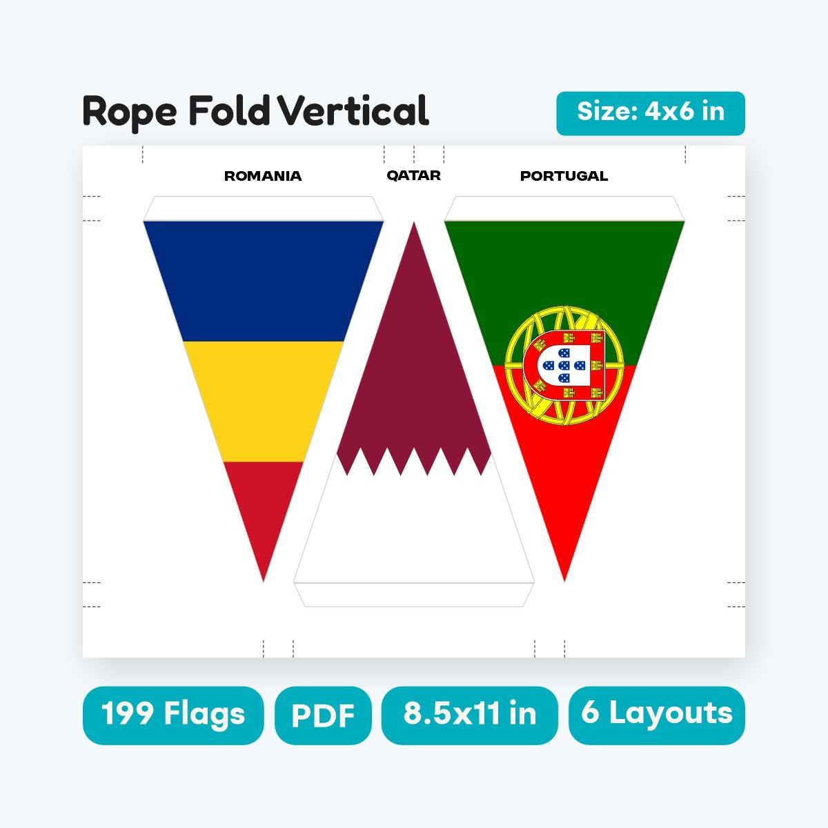 World Flags Garland 6x9 and 4x6 Inch Triangle - fizzia.store