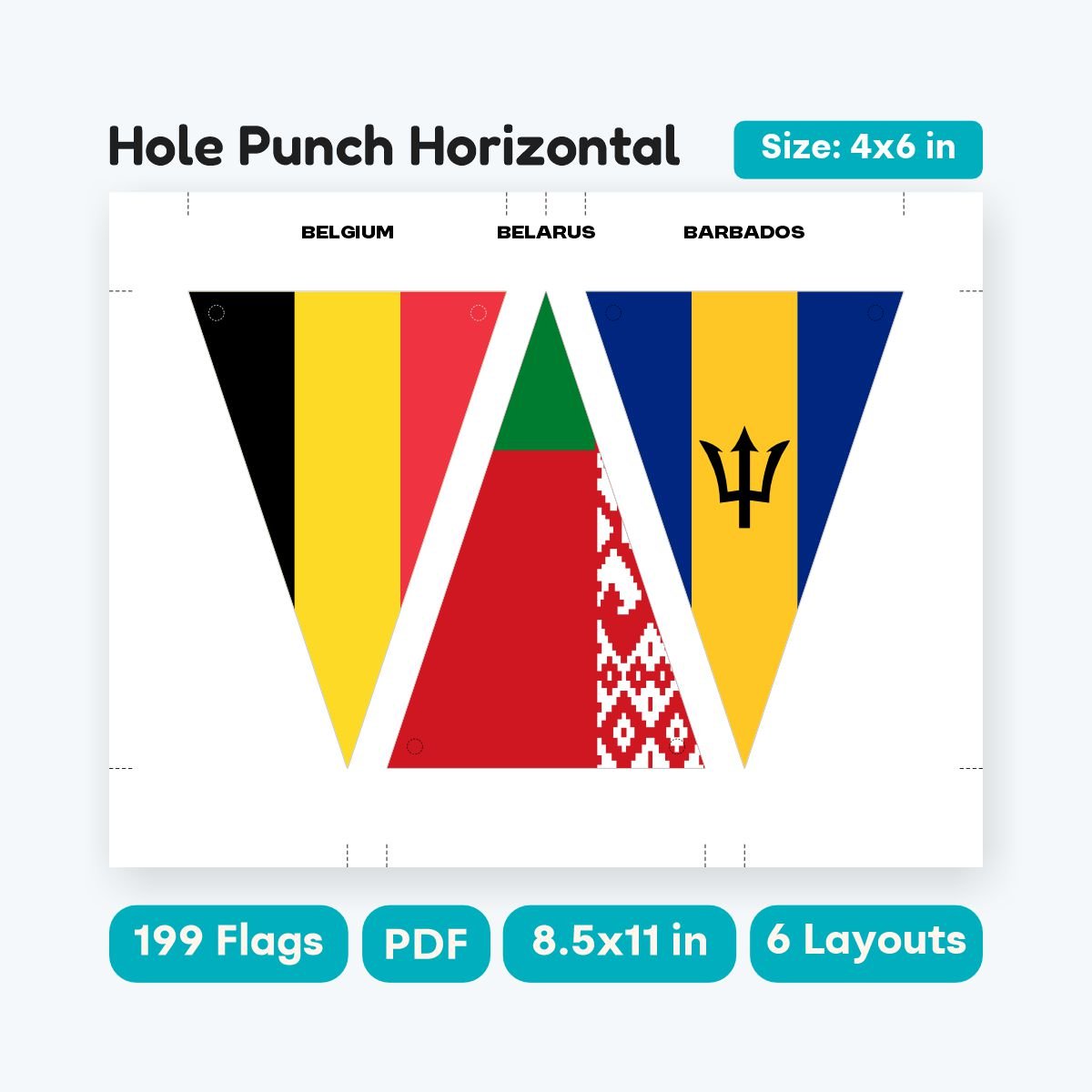 Triangle World Flags Garland Hole Punch Layout - fizzia.store