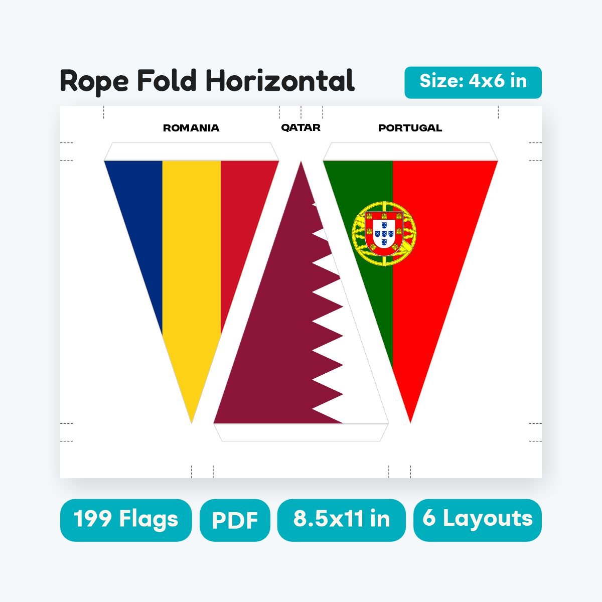 Triangle Flag Bunting Printable PDF US Letter - fizzia.store