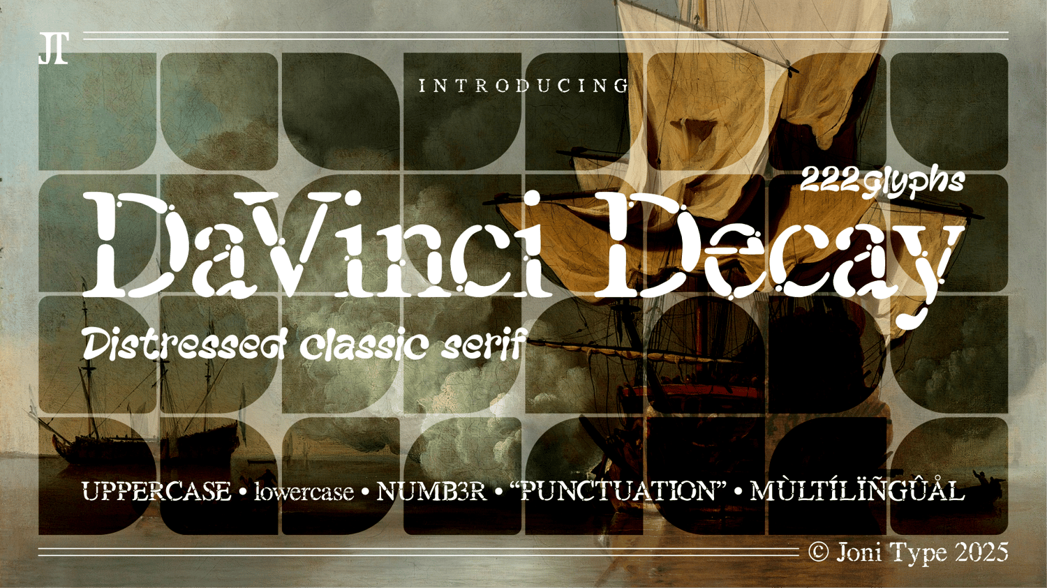 DaVinci Decay is a distressed classic serif