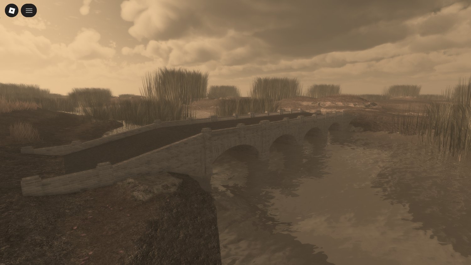 Cinematic Roblox WW2 city environment with dramatic lighting