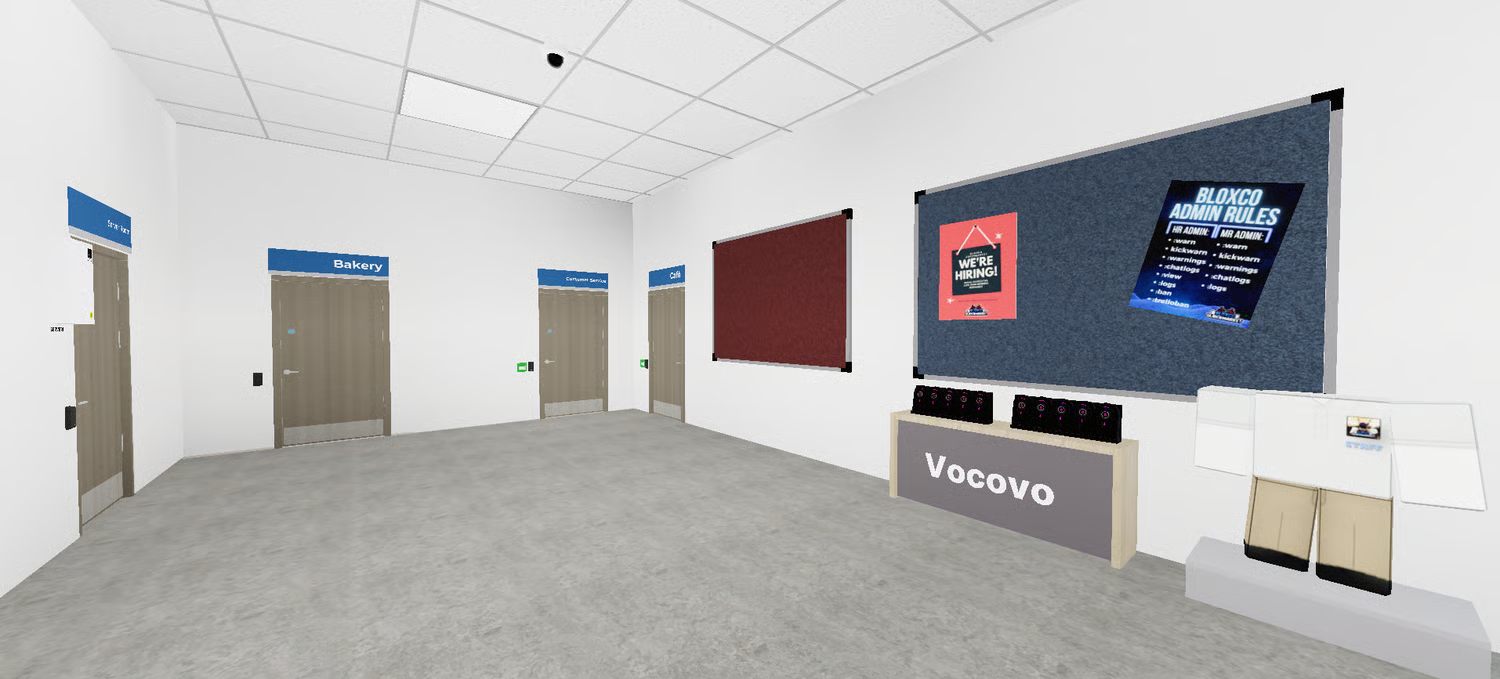 Checkout counters and customer service desks in Roblox supermarket
