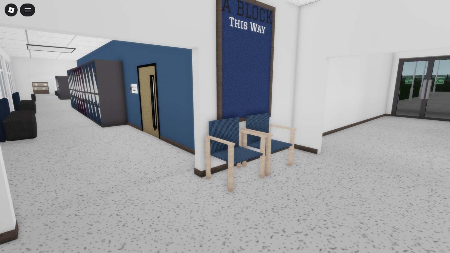 Two-floor British School interiors for immersive Roblox projects