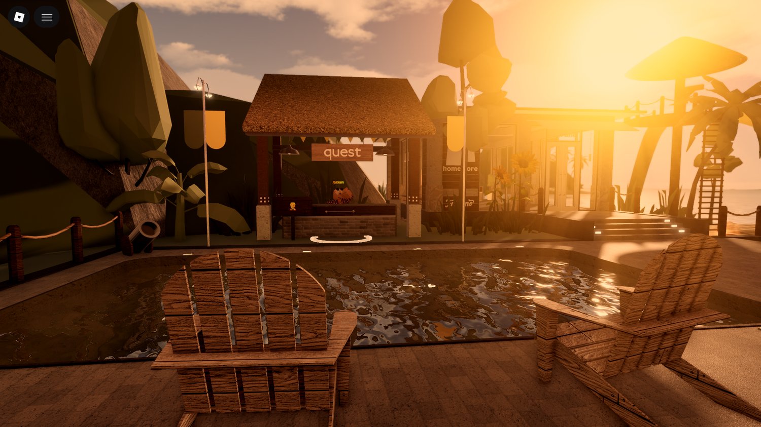 Detailed island bar interiors and exteriors for Roblox