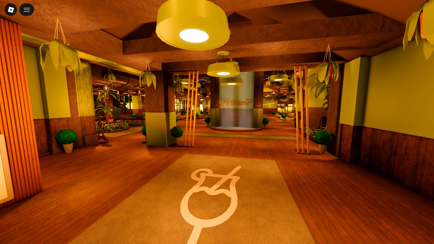 Cinematic and highly detailed Roblox island bar environment